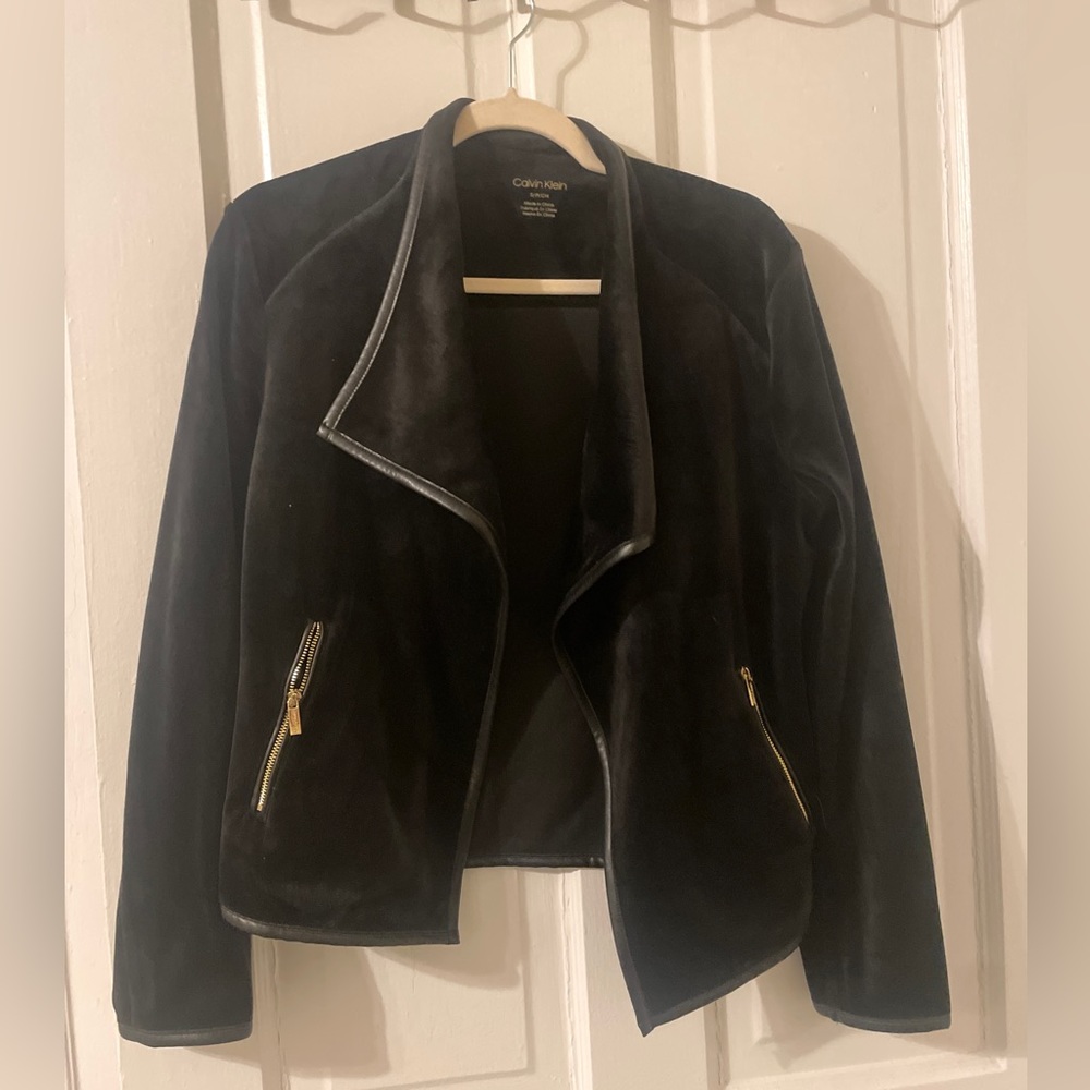 Calvin Klein Black Velvet Moto Jacket